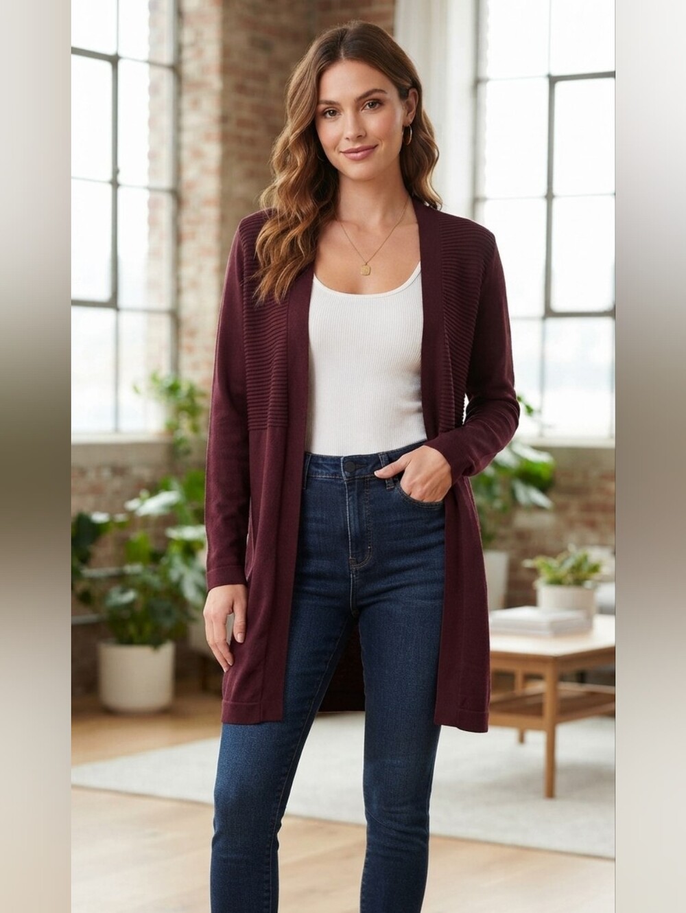 Belford Pima Cotton Open Cardigan Bracelet Sleeves Sz Small